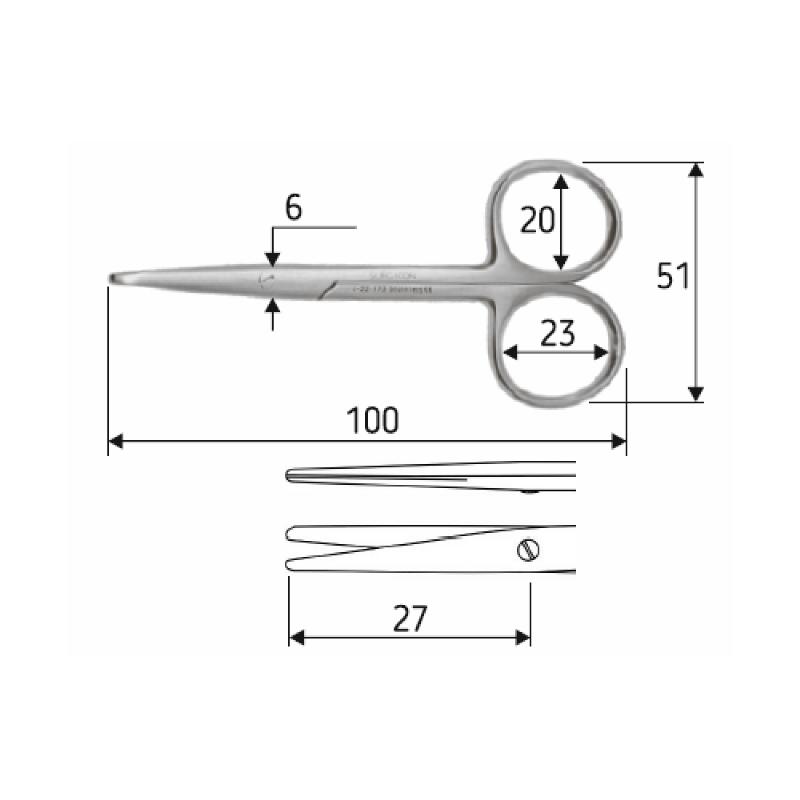 Ножиці J-22-173, Lexer-Baby 10 cм, тупий/тупий, прямі